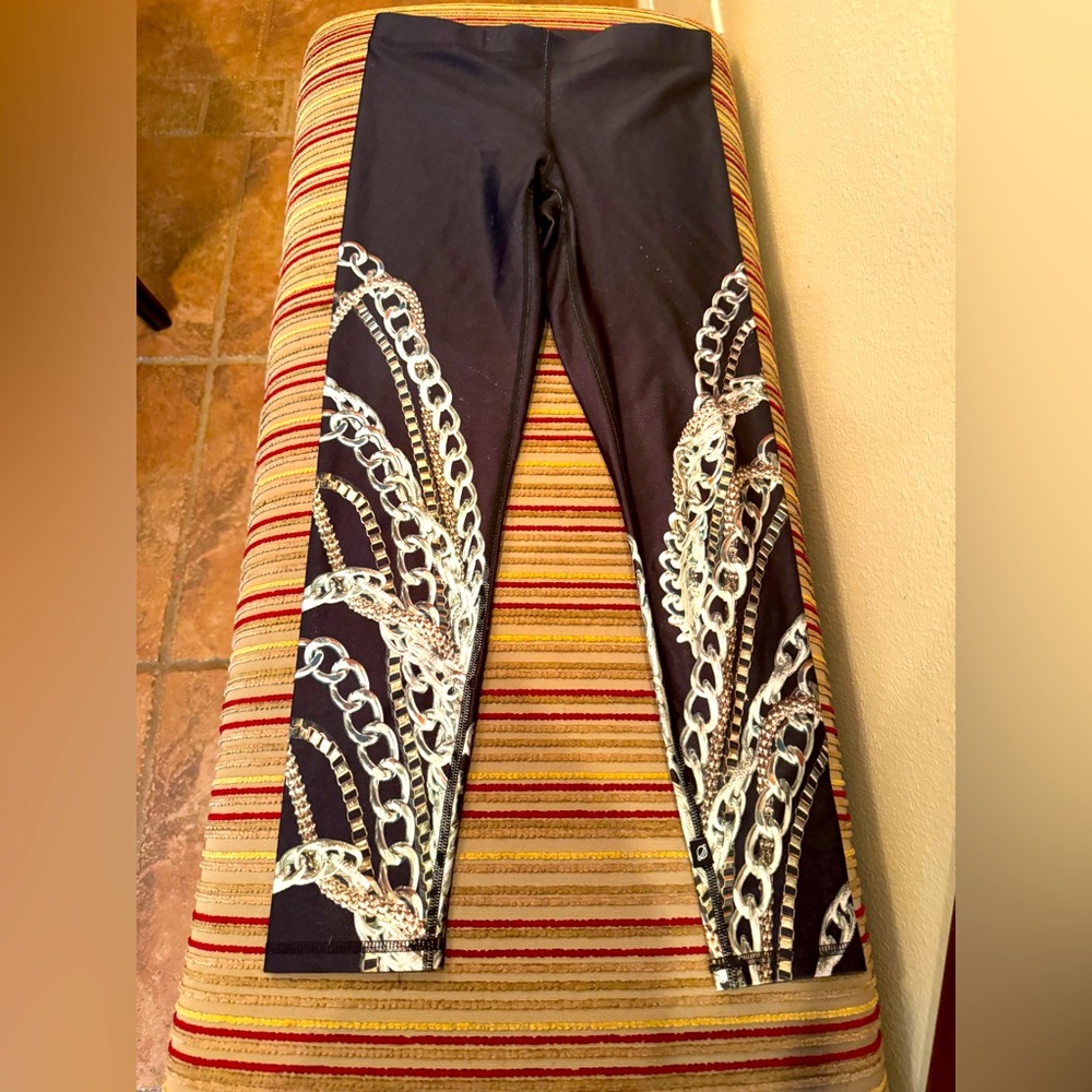 Terez Black and Silver Chain Leggings